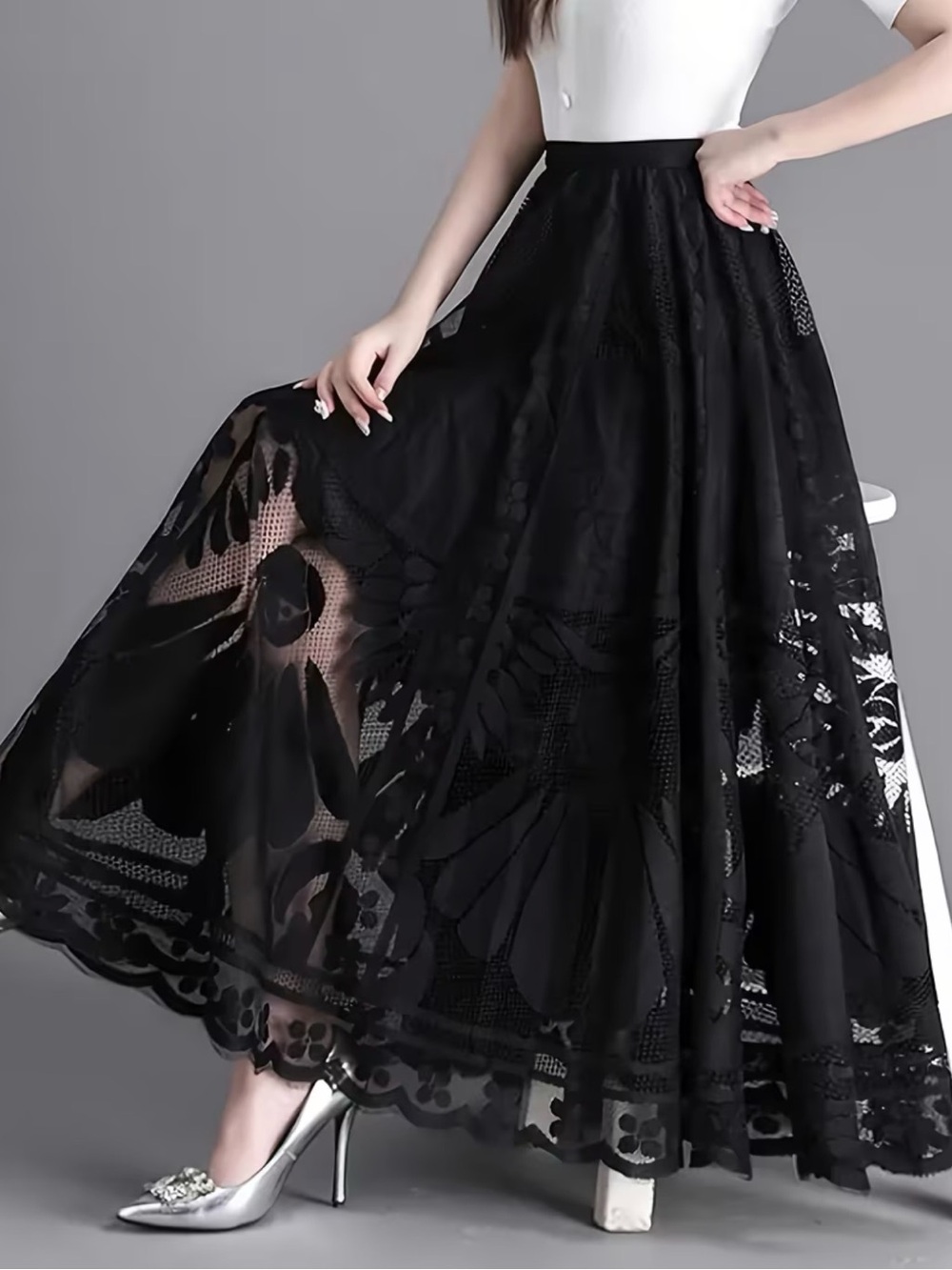 Elegant Black Lace Skirt for Women New Various Sizes available